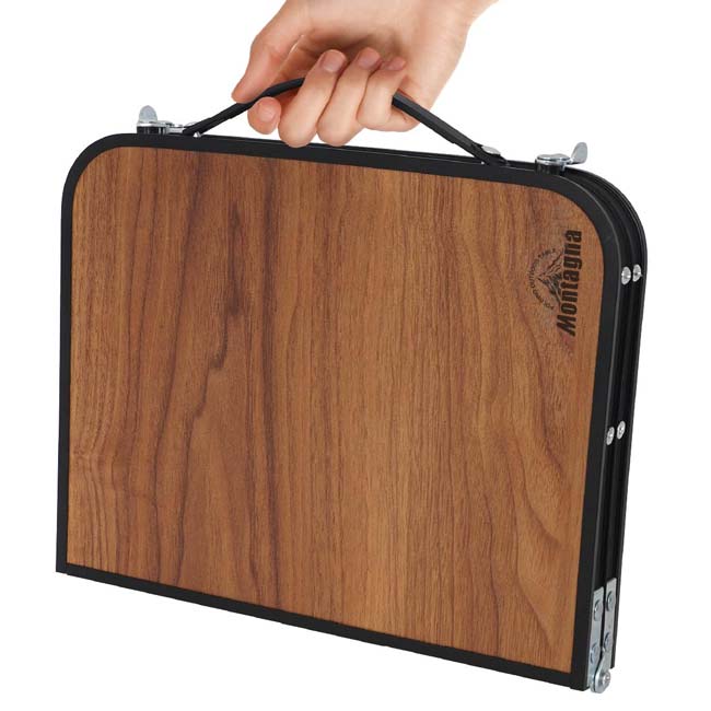 【アウトドアやピクニックに最適】Montagna(モンターナ) ウッド調折りたたみ コンパクトアルミローテーブル 46.5×30×H17.5cm HAC4751ブラウン(25y6m)[次回使えるクーポンプレゼント]