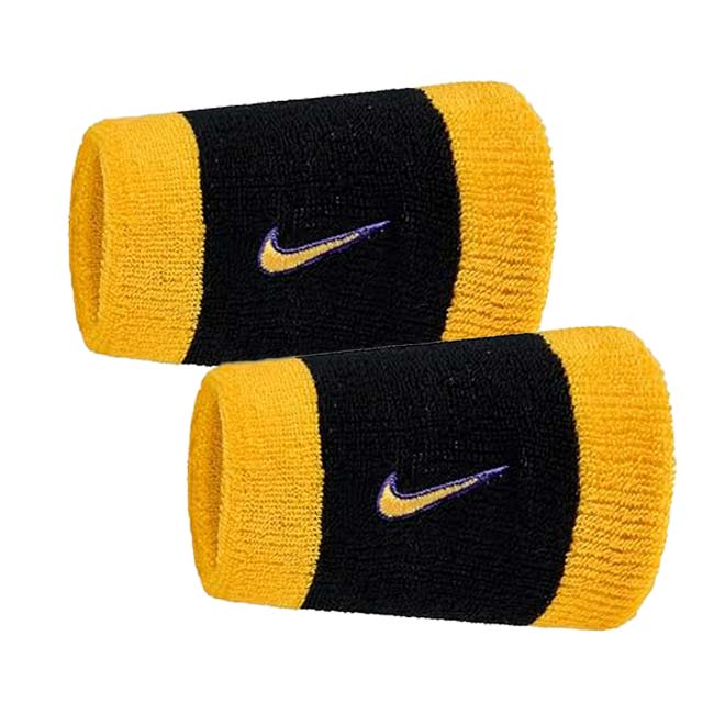 Wristbands - 【2個組】ナイキ(NIKE) ユニセックス Swoosh スウッシュ クラシック ダブルワイドリストバンド BN4000-009 BK×Cパープル×Uゴールド(25y7m)[次回使えるクーポンプレゼント]