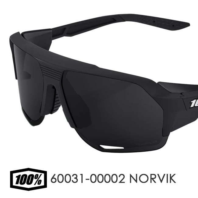 【11%OFFマジッククーポン対象】100%(ワンハンドレッド) スポーツサングラス NORVIK ノルヴィック グレーピークポーラーレンズ クリアレンズ付 60031-00002 マットブラック(25y9m)[次回使えるクーポンプレゼント]