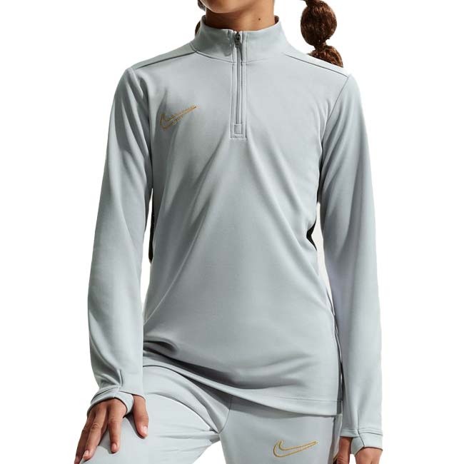 ナイキ(NIKE) 2026 SP ジュニア アカデミー Dri-FIT ロングスリーブ 1／4ジップ サッカードリル 長袖トップ HJ3721-077 Lスモークグレー×BK×WH(26y1mサッカー)[次回使えるクーポンプレゼント]