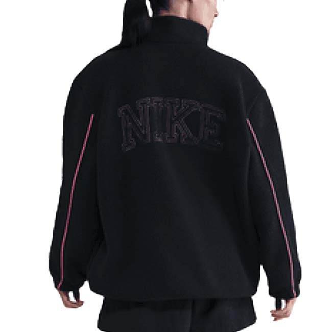 アミュゼスポーツの＼14日〜23日最大1500円OFFクーポン／ナイキ(NIKE) 2025 HO レディース Sportswearスポーツウエア ハイパイルフリース フルジップジャケット IM7485-010 BK×プレイフルピンク(25y11mトレーニング)[次回使えるクーポンプレゼント]｜アングル2