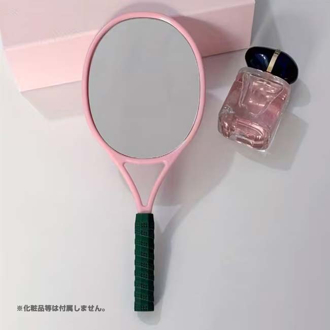 テニスラケット型 ハンドミラー 手鏡 メイクアップミラー 携帯ミラー TE939971 ピンク(25y11m)[次回使..