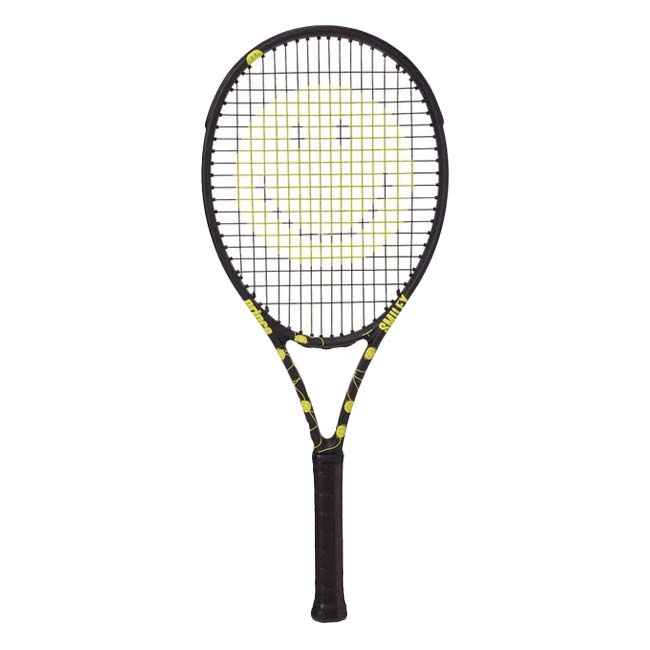 SPEC フェイスサイズ100平方インチ ウェイト平均240g バランス平均330mm レングス26インチ 素材/テクノロジーグラファイト ストリングパターン16×19 フレーム厚23-24mm 名称Prince Smiley 26 Jun...