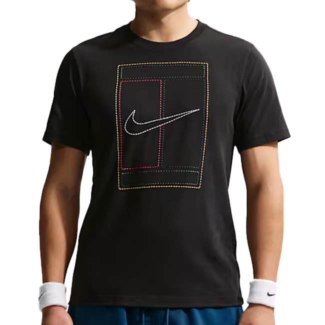 【日本サイズ】ナイキ(NIKE) 2026 SP メンズ コート ヘリテージ ステッチ刺繍ロゴ 半袖Tシャツ IH2086-010 ブラック×ホワイト(26y2mテニス)[次回使えるクーポンプレゼント]