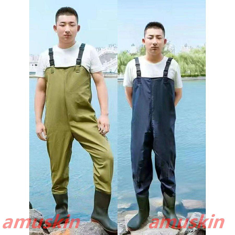 乐天商城 - ウェーダー チェストハイ 釣り 渓流釣り 農作業 漁業 海釣り 胴付長靴 胴長 チェストハイウェーダー 完全防水 胸ポケット フィッシングウェーダー