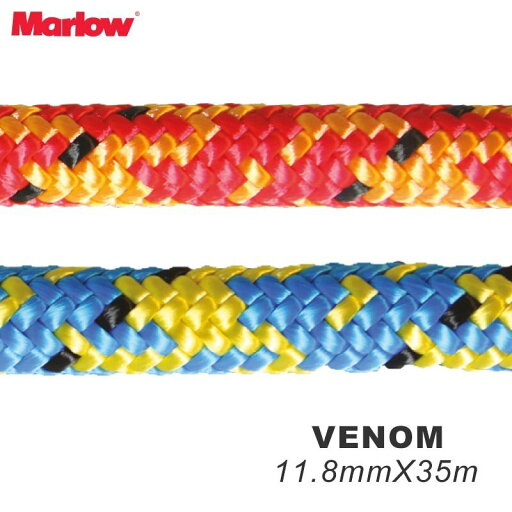 Marlow(マーロー) ツリーケアロープ ヴェノム VENOM 11.8mm×35m レッド・ブルー 片側スプライス加工 Marlow(マーロー) ツリーケアロープ ヴェノム VENOM 11.8mm×35m レッド・ブルー 片側スプライス加工