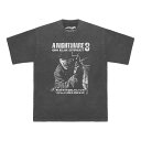メンズ レディース 半袖Tシャツ映画 ホラー Tシャツエルム街の悪夢色落ち加工ブラック