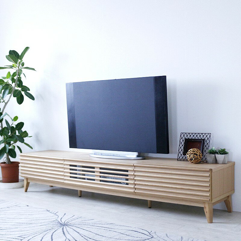 テレビボード ナチュラル ブラウン 完成品 200 幅 センチ テレビ台 ローボード おしゃれ 収納 引出し フラップ 天然木 木製 ベージュ 茶 送料無料