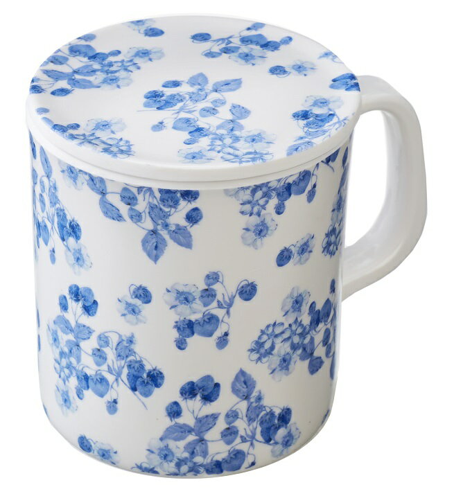 メラミン蓋付きマグカップ　ハーバーストロベリー　【薔薇雑貨　ローズ雑貨　キッチン雑貨　メラミン樹脂　コップ　耐熱食器】