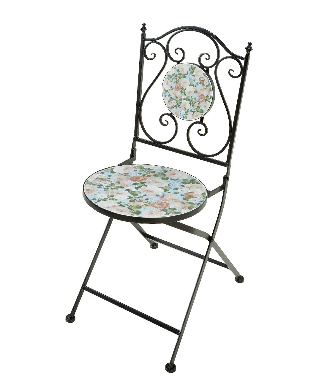 ガーデンチェア2個セット　プリンスローズ　【薔薇雑貨　ガーデン用品　椅子　プランター台　ガーデニ..