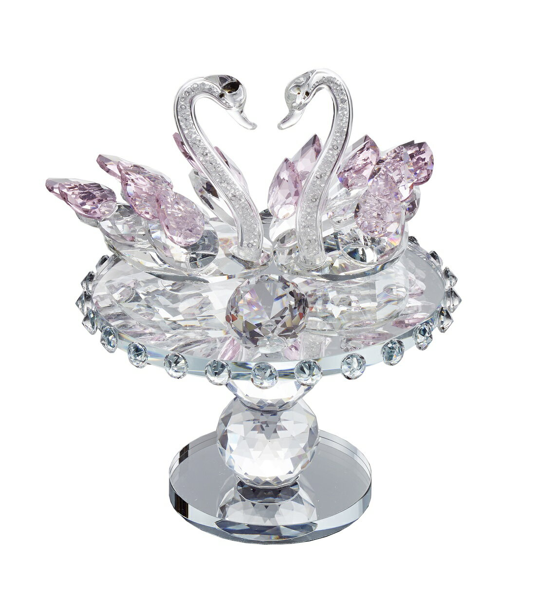 クリスタルスワン　ペア　【薔薇雑貨　ローズ雑貨　白鳥　置物　インテリア小物　お祝い　贈り物】