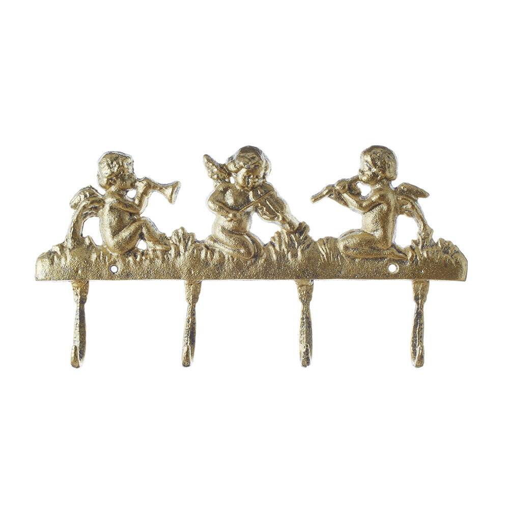 アイアンフック　エンジェル　ゴールド　【薔薇雑貨　アイアン製　ガーデン　玄関　ウェルカム　バッグ..