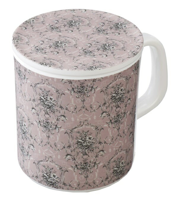 メラミン蓋付きマグカップ　アラベスクローズ　【薔薇雑貨　ローズ雑貨　キッチン雑貨　メラミン樹脂　コップ　耐熱食器】