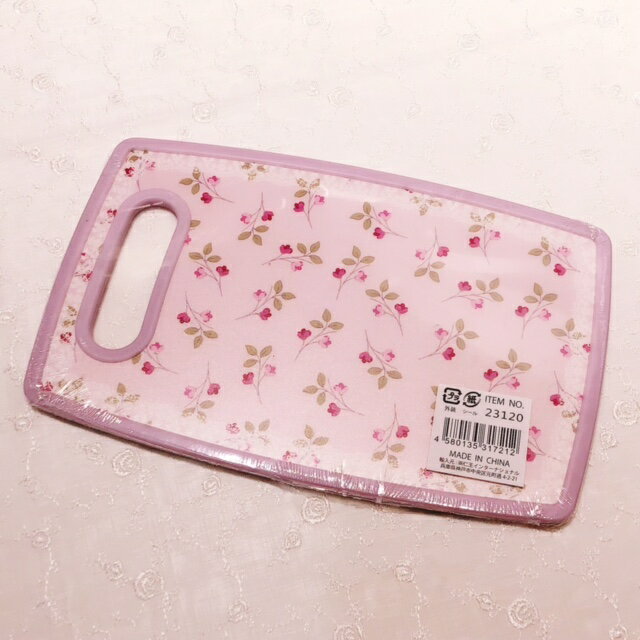 【メール便可】　ポリプロピレン製カッティングボードS　ポムドゥース　ピンク　【薔薇雑貨　キッチン雑貨　まな板　ローズ　花柄】