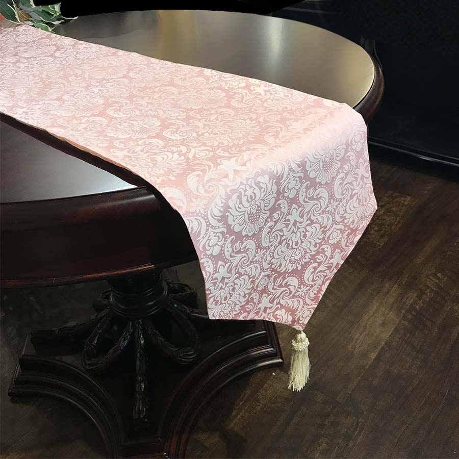 ジェニファーテイラー　テーブルランナー　Haruno ピンク（30×150cm）【薔薇雑貨　ローズ　レース　テ..