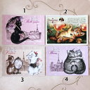 【メール便可】 フランス製キャットポストカード 【はがき ハガキ 葉書 ネコ雑貨 猫 ロココ ハガキ レターセット 手紙 ステーショナリー】