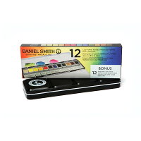 DANIELSMITH12ColorHANDPOUREDWatercolorHalfPanSetinaMetalBox