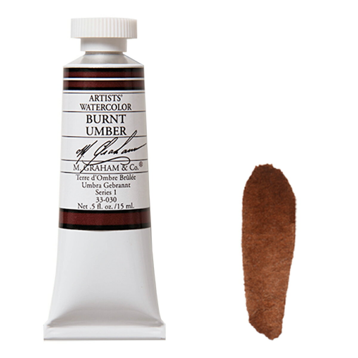 バーントアンバー (Burnt Umber) 15mlチューブ 水彩絵具 M.グラハム