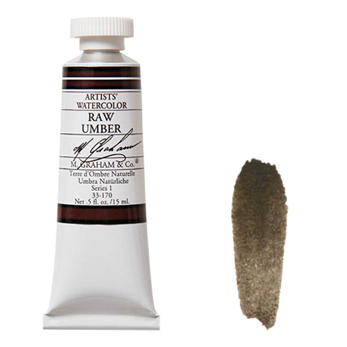 ローアンバー (Raw Umber) 15mlチューブ 水彩絵具 M.グラハム