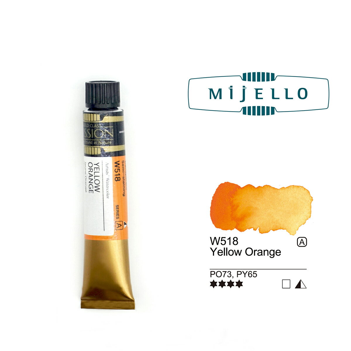 イエローオレンジ (Yellow Orange) 7mlチューブ ミッションゴールドクラス（透明水彩絵具） ミジェロ