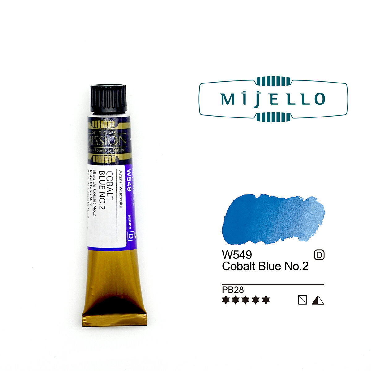 コバルトブルー2 (Cobalt Blue No.2) 7mlチューブ ミッションゴールドクラス（透明水彩絵具） ミジェロ