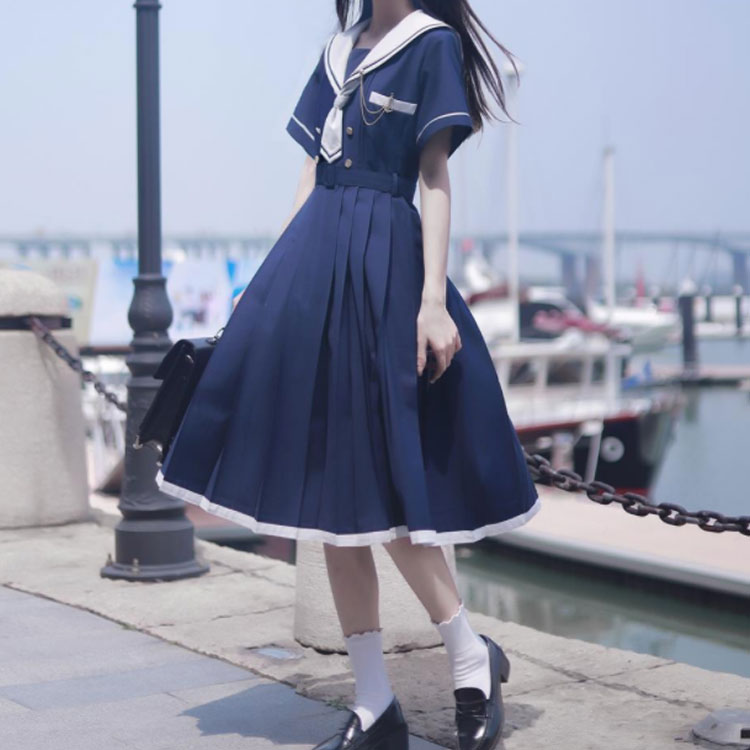 新作 Jk 送料無料 制服 学園風 セーラー襟付ワンピース 女子高生 学生服 Aライン ワンピース レディース 女子中学生 マリンセーラー服 仮装 半袖 プリーツスカート 撮影 コスプレ衣装 コスチューム 可愛い 卒業式 記念 セーラー服 Www Vitotecnologie It