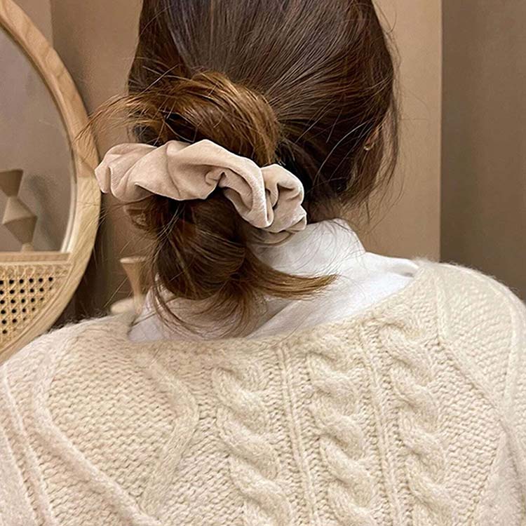 anafarmのリボン シュシュ ベルベットシュシュ 5個セット ヘアゴム ヘアアクセサリー ベロア 大きめ ボリューム 5個セット 光沢 髪留め まとめ髪 大人｜アングル2