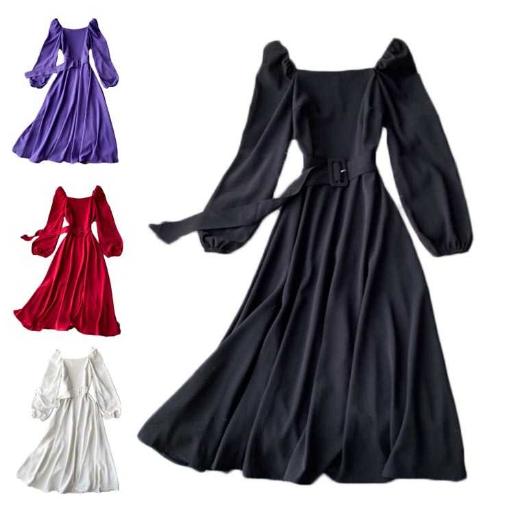 Rakuten - ドレス ワンピース Aラインワンピ 長袖 フォーマルドレス パーティードレス 体型カバー きれいめ 50代 マキシ丈 結婚式 結婚式 ドレス お呼ばれ 大人 パーティー 上品 30代 40代 ワンピース