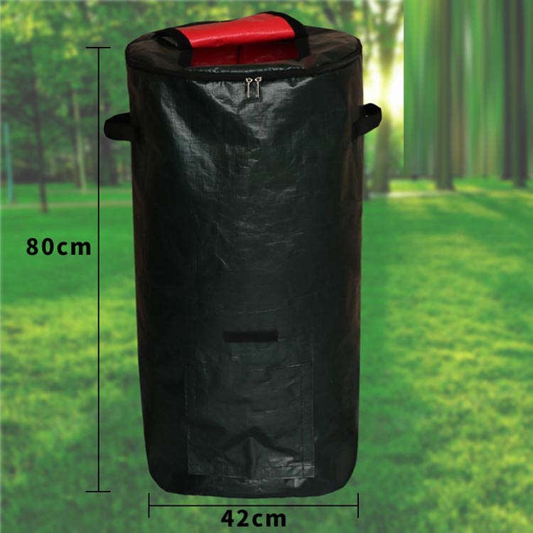 コンポストバッグ 大容量 高さ80cm 落ち葉 ベランダ 容器 おしゃれ 屋外 容器 筒型 肥料 家庭用 堆肥 家庭菜園 蓋 土作り 雑草 処理 腐葉土 枯れ葉 草入れ ガーデニングバッグ