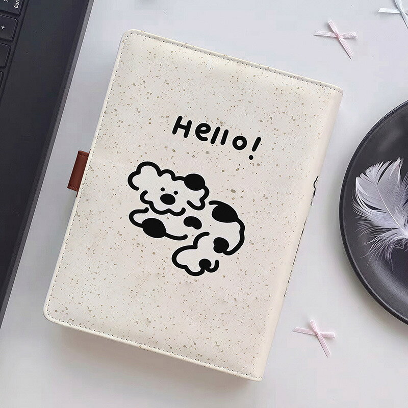 【2点購入40％OFFクーポン】 かわいい A5 システム手帳 バイブルサイズ 犬 ワンコ アルファベット ドッグ クリーム リフィル80枚付き 6穴 リフィル交換可能 推し活 シール帳 トレカ収納 透明リフィル対応 横罫 方眼 無地 レディース 卒業祝い anahaimu-10000922 あなはいむ店 サンプル画像2