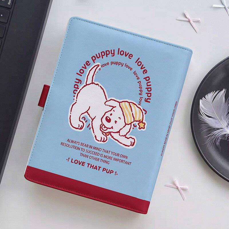 【2点購入40％OFFクーポン】 韓国風 A5 システム手帳 バイブルサイズ ブルー ドッグ 犬 アルファベット リフィル80枚付き 6穴 リフィル交換可能 推し活 シール帳 トレカ収納 透明リフィル対応 横罫 方眼 無地 レディース 卒業祝い anahaimu-10000925 あなはいむ店 サンプル画像2
