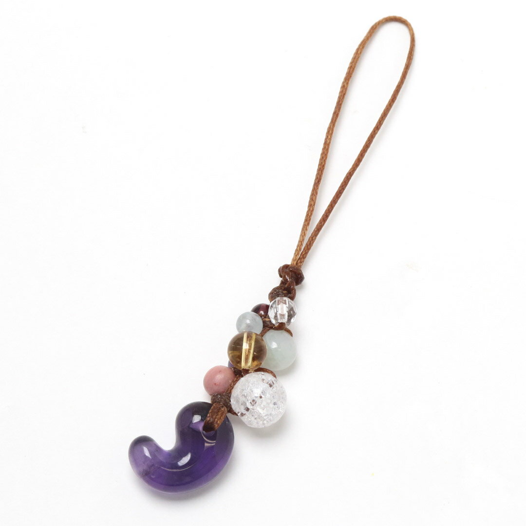 勾玉ストラップ - アメジスト1_ST139 恋愛・絆 縁結び 出雲 天然石 パワーストーン めのや アナヒータストーンズ
