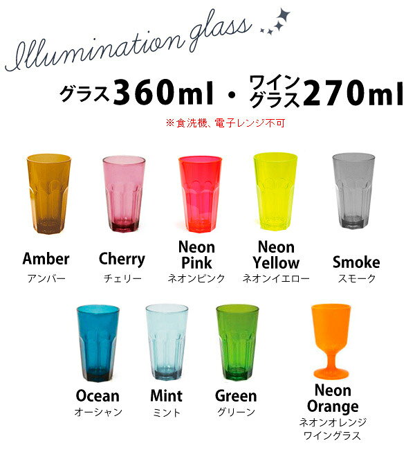 イルミネーション グラス 360ml ワイングラス270ml[コップ うがい用 丈夫 軽量 プラスチック アウトドア キャンプ ピクニック 行楽 ギフト 割れない 割れにくい] analostyle-10001131 あなろ(インテリア雑貨) サンプル画像3