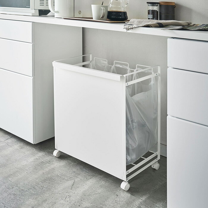 【選べる特典付/P5倍】 目隠し分別ダストワゴン タワー 3分別 tower [ゴミ箱 引っ掛け ゴミ袋スタンド キャスター 分別ダストワゴン シンプル 無地 おしゃれ 山崎 山崎実業] メーカー直送