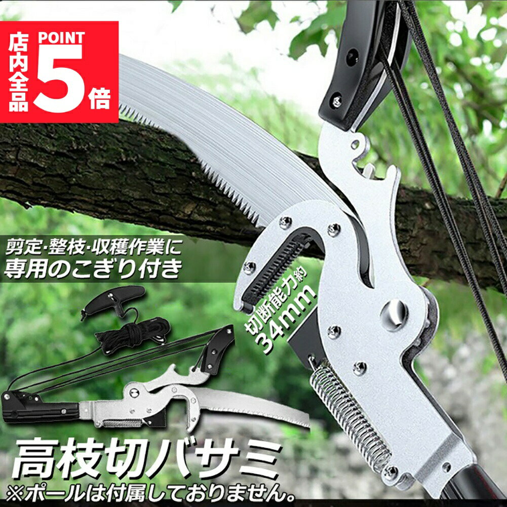 Rakuten - ★期間限定！ポイント5倍★高枝切りバサミ 高枝切鋏 剪定鋏 高枝切り鋏 高枝きりばさみ ロープ式 高枝切りのこぎり 高枝ノコギリ 高枝切りバサミ 軽量 はさみ 剪定 果実 採取 枝切 ハサミ 園芸 ガーデニング用品