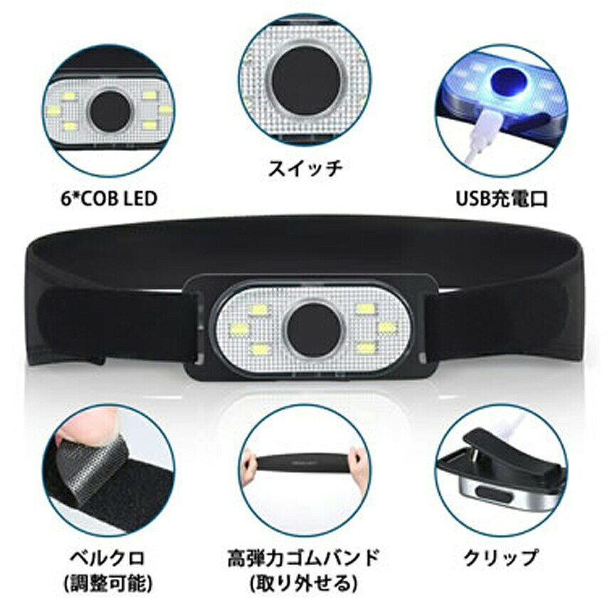 アナミ楽天市場店のキャップライト 6COB LED ヘッドライト 3個セット ヘルメットライト クリップライト 2WAY 帽子ライト 両方使用可 防災 作業用 軽量 充電式 登山 夜釣り キャンプ 4つ点灯モード｜アングル3