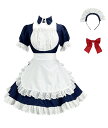 メイド服 コスプレ コンカフェ メイド ネイビー ショート丈 メイドコスチューム 仮装 レディース メンズ セット 一式 こすぷれ パーティー 大人 女装 ハロ...