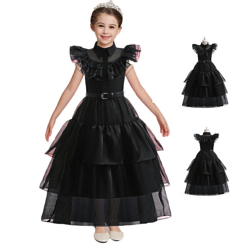 子供ドレス 子供服 ファミリー ワンピース キッズドレス 黒 ブラック プリンセス ドレス 子供 コスプレ ワンピース …