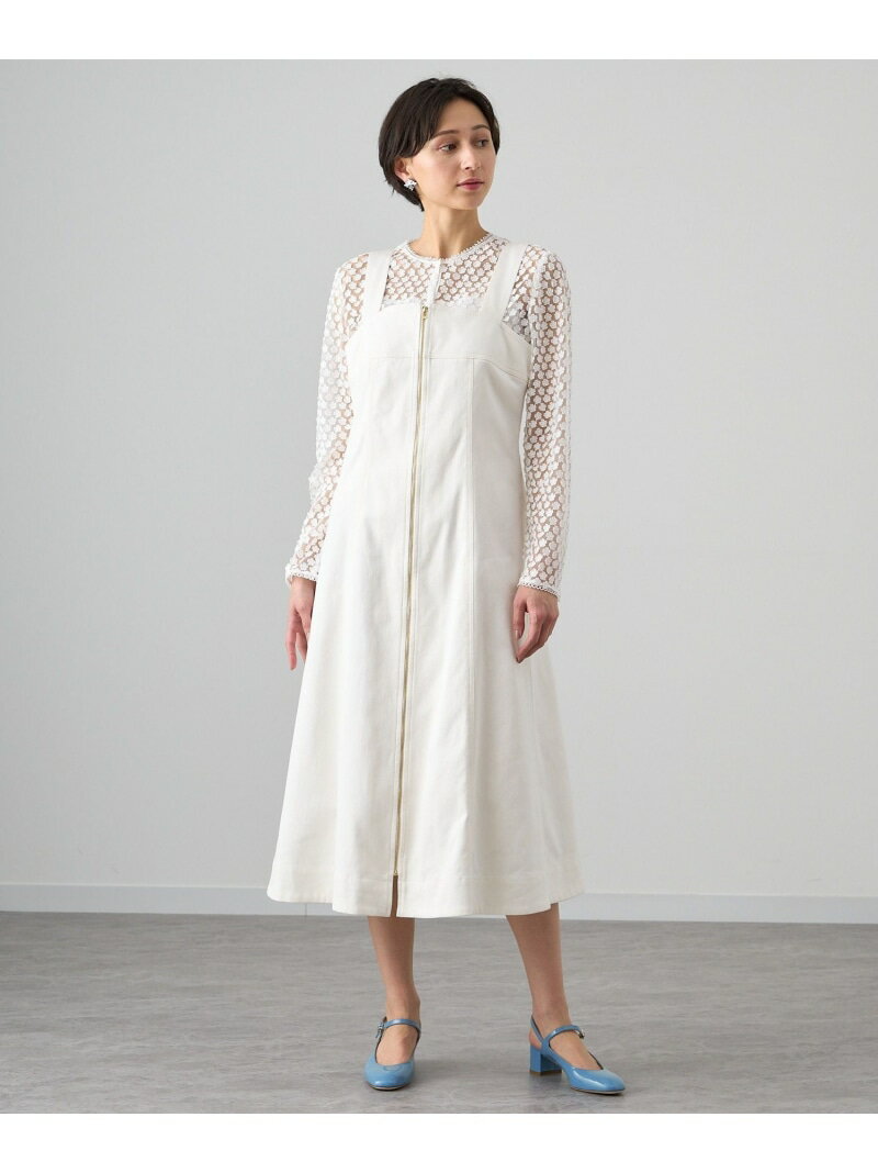 【SALE／50%OFF】デニムライクジャンパードレス ANAYI アナイ ワンピース・ドレス ジャンパースカート ホワイト ネイビー【RBA_E】【送料無料】[Rakuten Fashion]