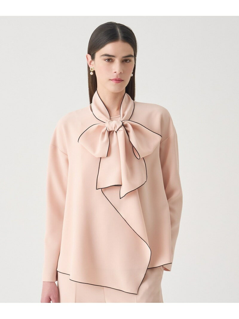 【Eternal Line 2026】ストレッチクロス配色ボウタイ ブラウス ANAYI アナイ トップス シャツ・ブラウス ピンク ブルー ネイビー【先行予約】*【送料無料】[Rakuten Fashion]