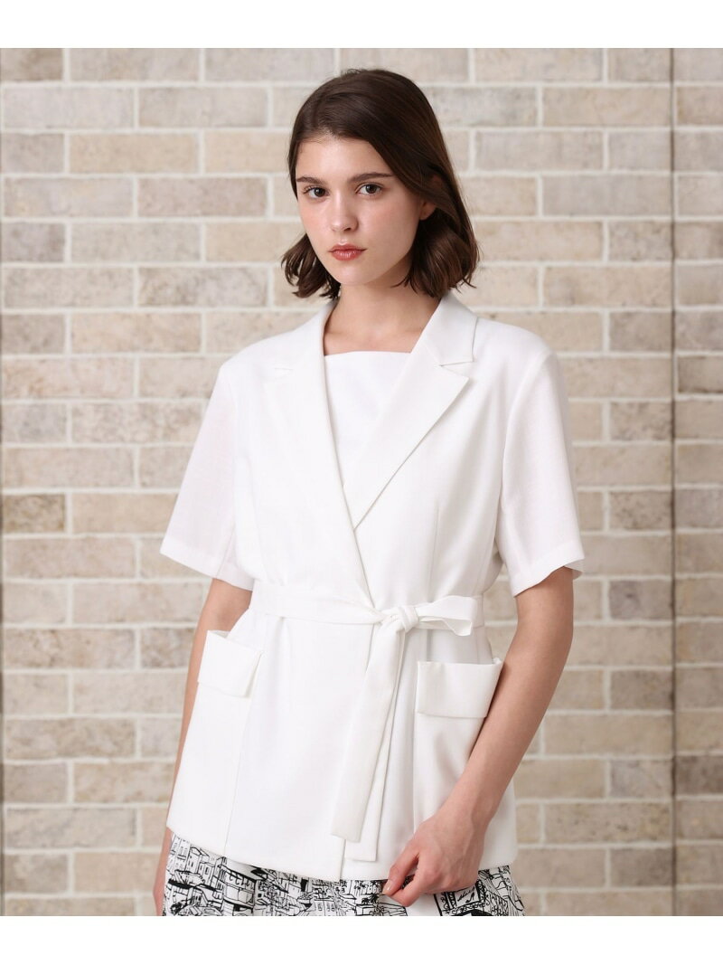 乐天商城 - 【SALE／40%OFF】【セットアップ対応商品】リネンライクビエラ半袖 ジャケット ANAYI アナイ ジャケット・アウター その他のジャケット・アウター ホワイト ブラウン ベージュ【RBA_E】【送料無料】[Rakuten Fashion]
