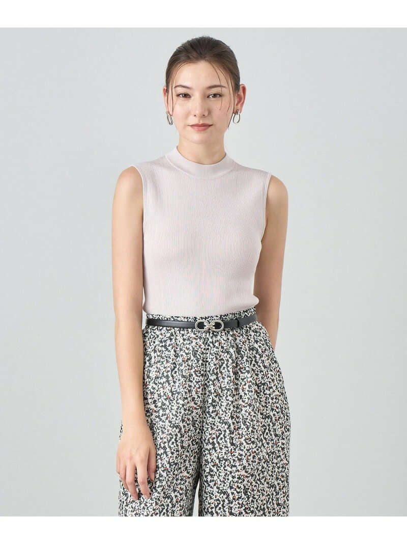 アセテートポリエステルノースリーブプルオーバー ANAYI アナイ トップス ニット ベージュ ブラウン ホ..