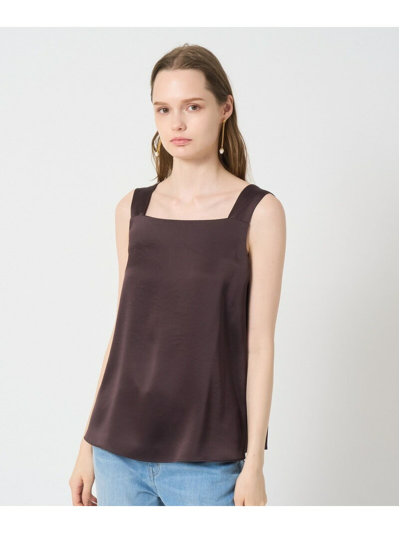 サテンスクエアネック プルオーバー ANAYI アナイ トップス シャツ・ブラウス ブラウン ブラック ベージュ【送料無料】[Rakuten Fashion]のサムネイル