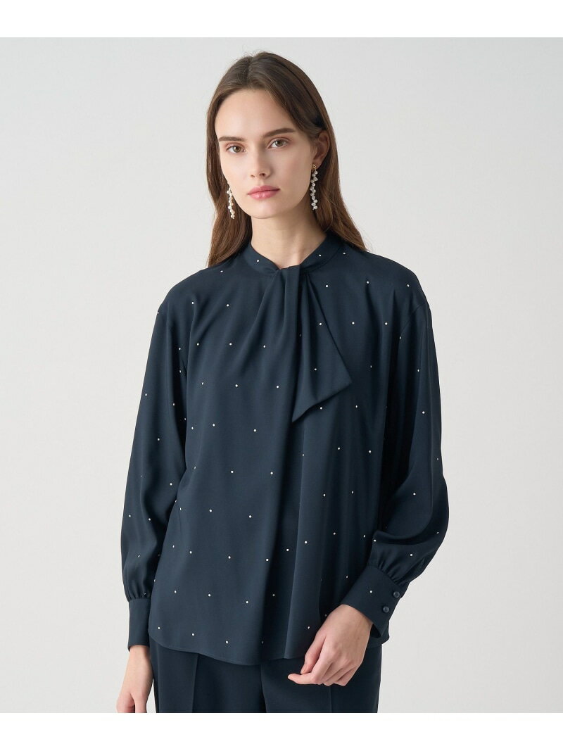 【Eternal Line 2026】ピンドットプリントボウタイブラウス ANAYI アナイ トップス シャツ・ブラウス ネイビー ホワイト【先行予約】*【送料無料】[Rakuten Fashion]