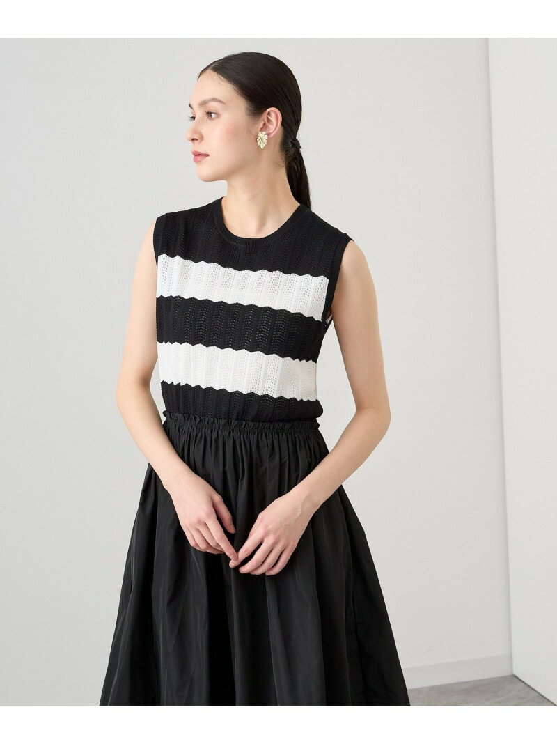 レーシーニットドッキング ワンピース ANAYI アナイ ワンピース・ドレス ワンピース ホワイト ブラック【送料無料】[Rakuten Fashion]のサムネイル