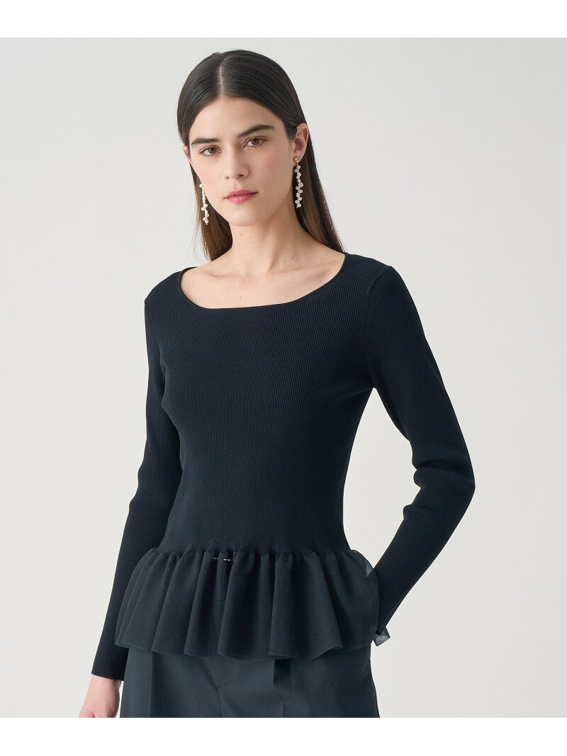 【Eternal Line 2026】シアーフレアヘムリブ プルオーバー ANAYI アナイ トップス ニット ネイビー ホワイト【先行予約】*【送料無料】[Rakuten Fashion]