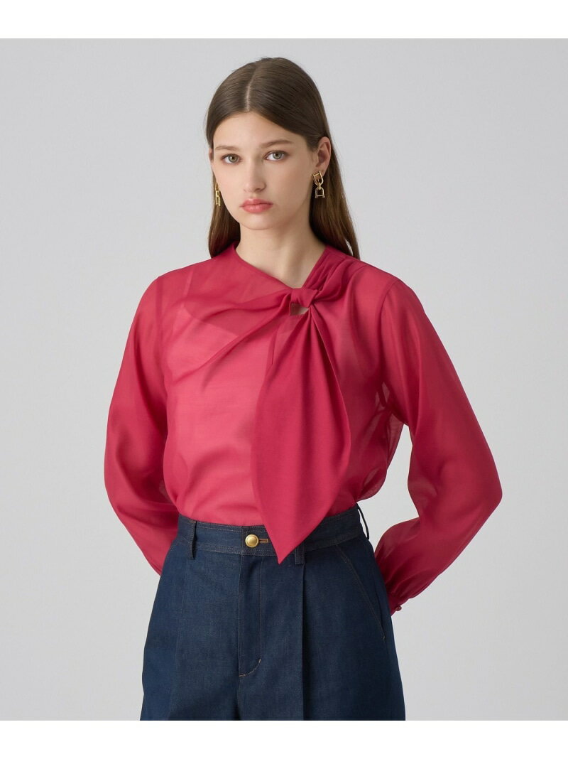 樂天商城 - 【SALE／40%OFF】オーガンジーツイストボウブラウス ANAYI アナイ トップス シャツ・ブラウス ベージュ レッド ホワイト ネイビー【RBA_E】【送料無料】[Rakuten Fashion]