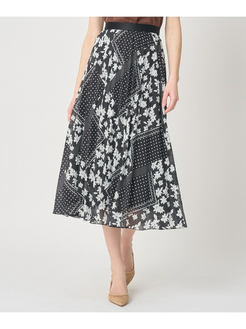 【セットアップ対応商品】ドットパッチワークプリントプリーツ スカート ANAYI アナイ スカート その他のスカート ブラック【先行予約】*【送料無料】[Rakuten Fashion]