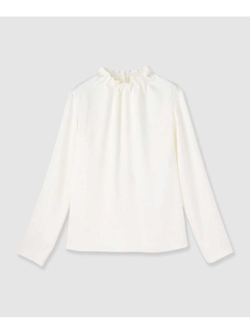 ハンマーサテンスタンドブラウス ANAYI アナイ トップス シャツ・ブラウス ホワイト ネイビー【送料無料】[Rakuten Fashion]