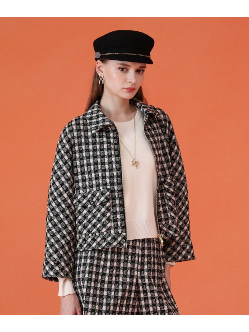 【セットアップ対応商品】ツイーディージャガードポケットブルゾン ANAYI アナイ ジャケット・アウター その他のジャケット・アウター ブラック ベージュ【送料無料】[Rakuten Fashion]